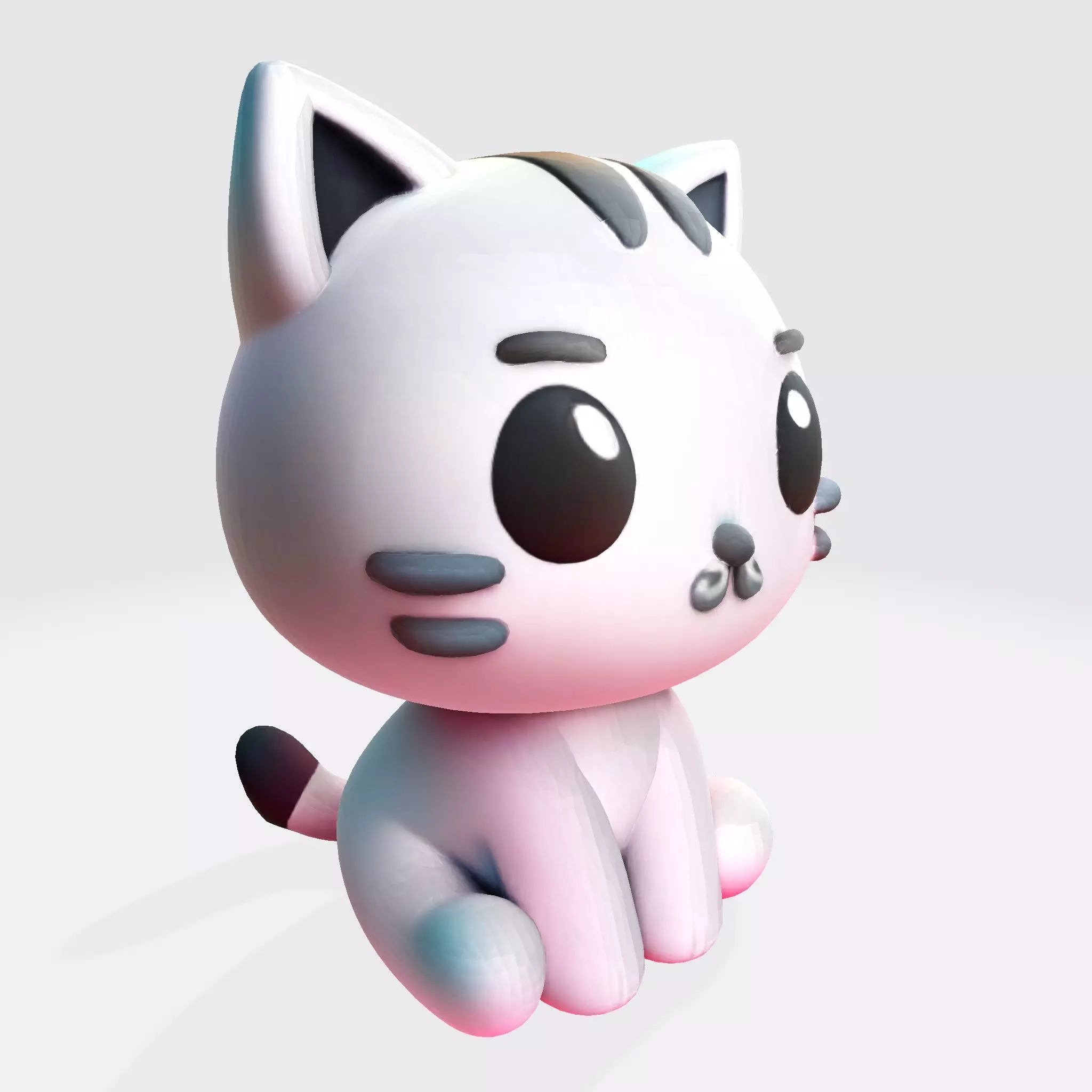Cute Cat 3D Model  Optimized for 3D Print Digital Art Low-poly 3D model_1