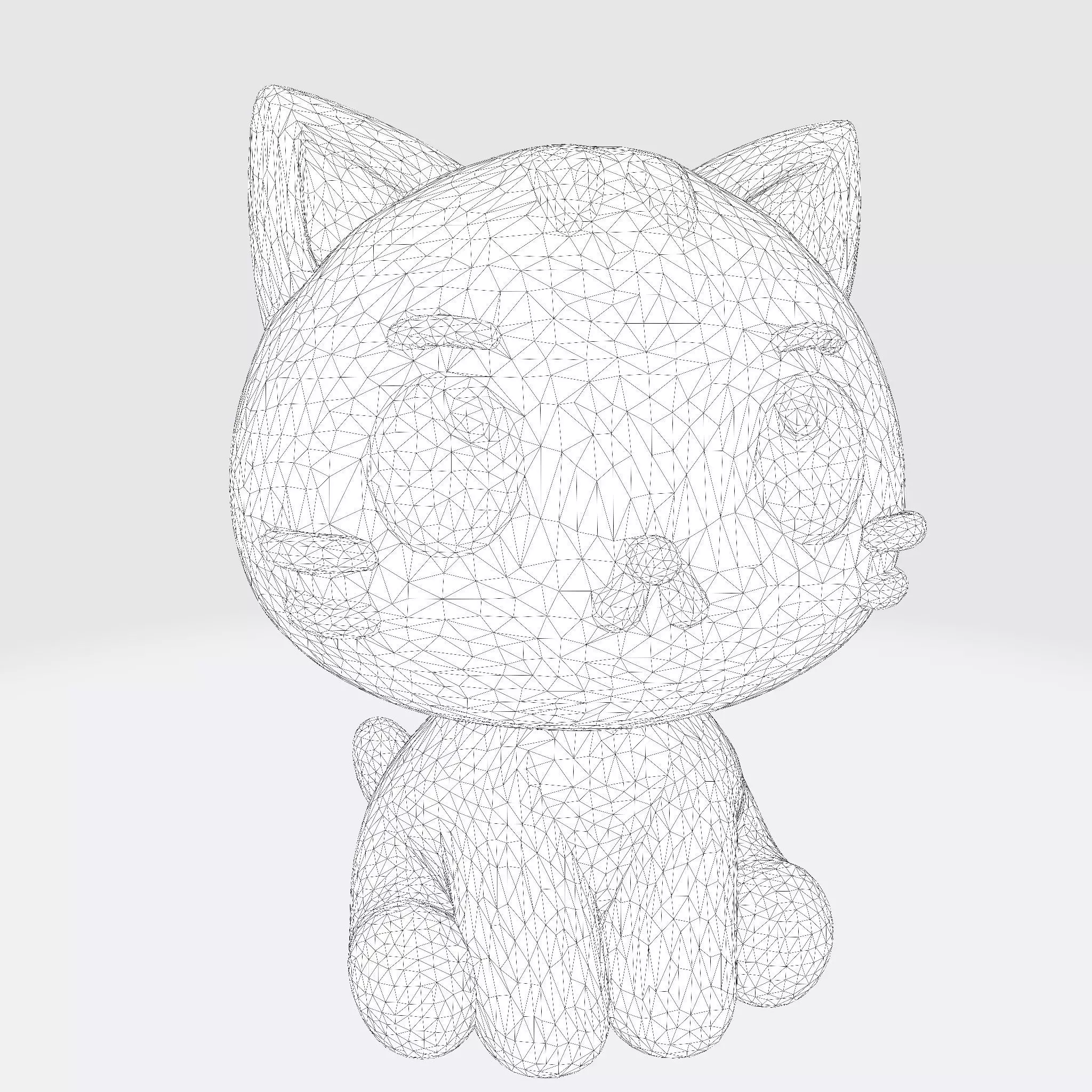 Cute Cat 3D Model  Optimized for 3D Print Digital Art Low-poly 3D model_7
