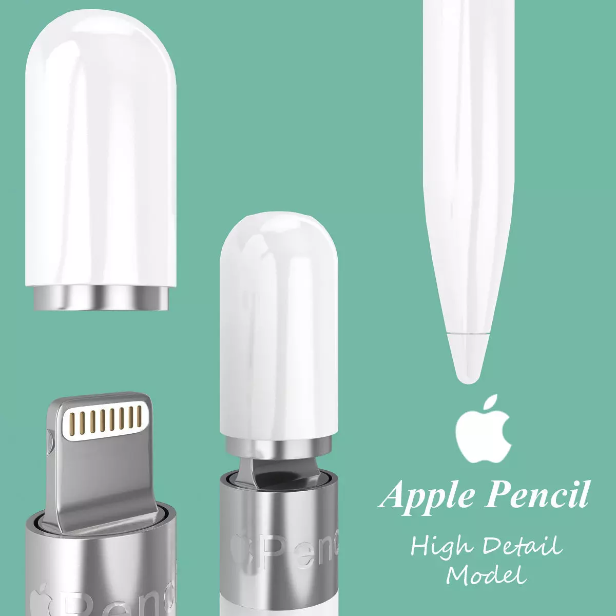 Apple Pencil Low-poly 3D model