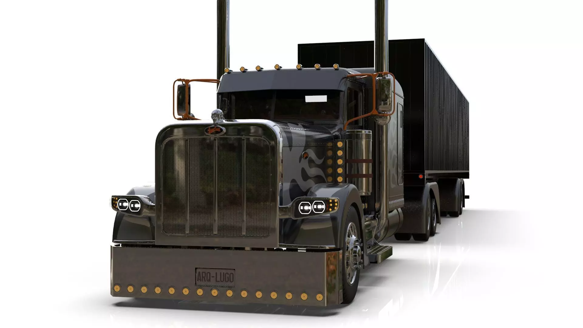 Bad Bunny s Peterbilt 389 Truck and Trailer Midpoly 3D model_16