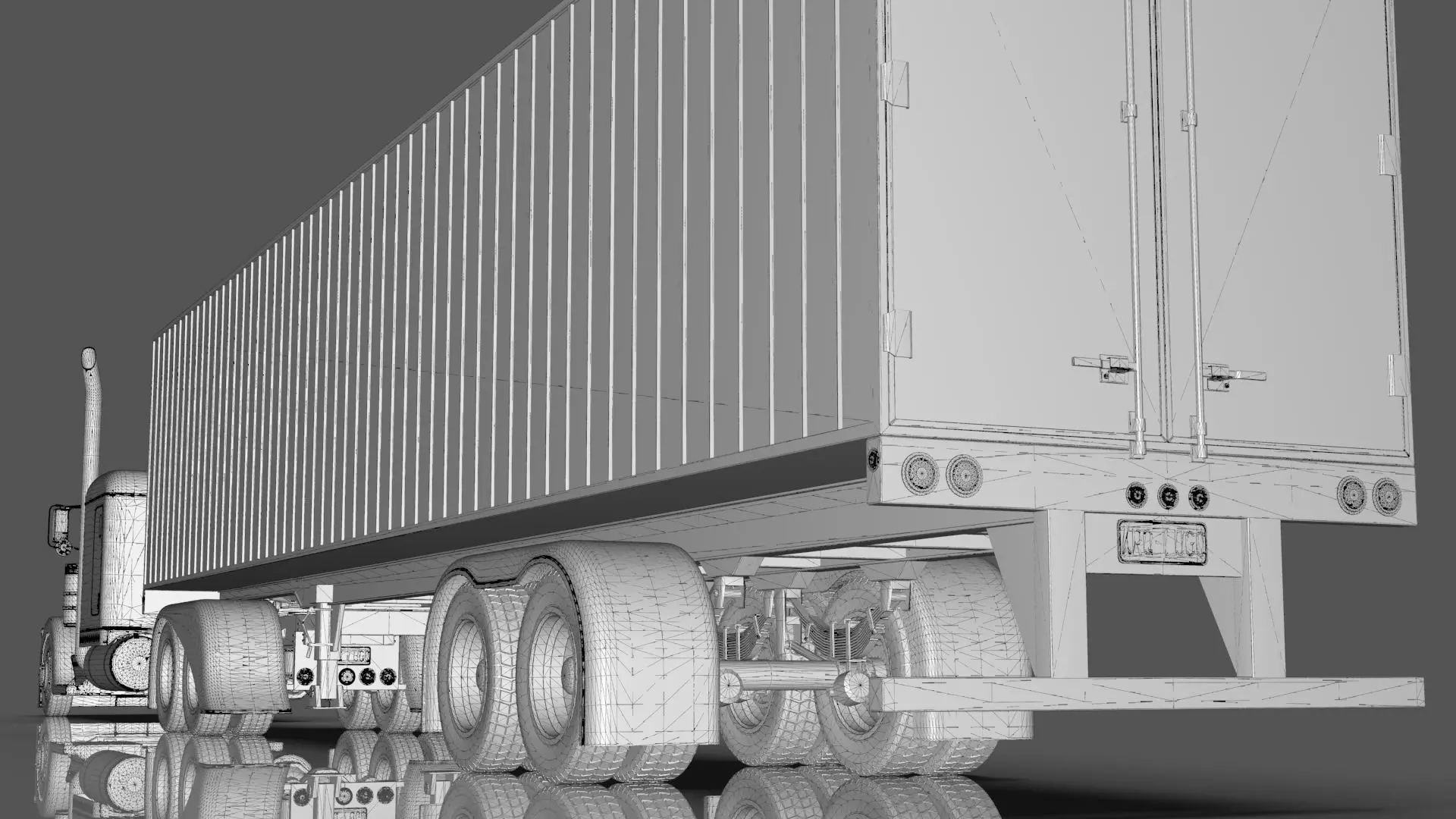 Bad Bunny s Peterbilt 389 Truck and Trailer Midpoly 3D model_45