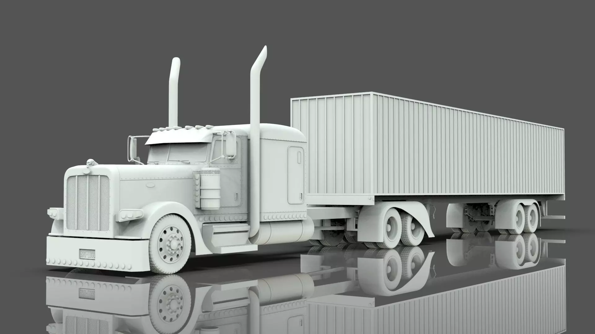 Bad Bunny s Peterbilt 389 Truck and Trailer Midpoly 3D model_22