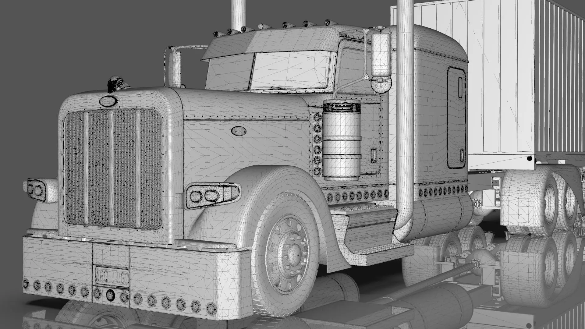 Bad Bunny s Peterbilt 389 Truck and Trailer Midpoly 3D model_29