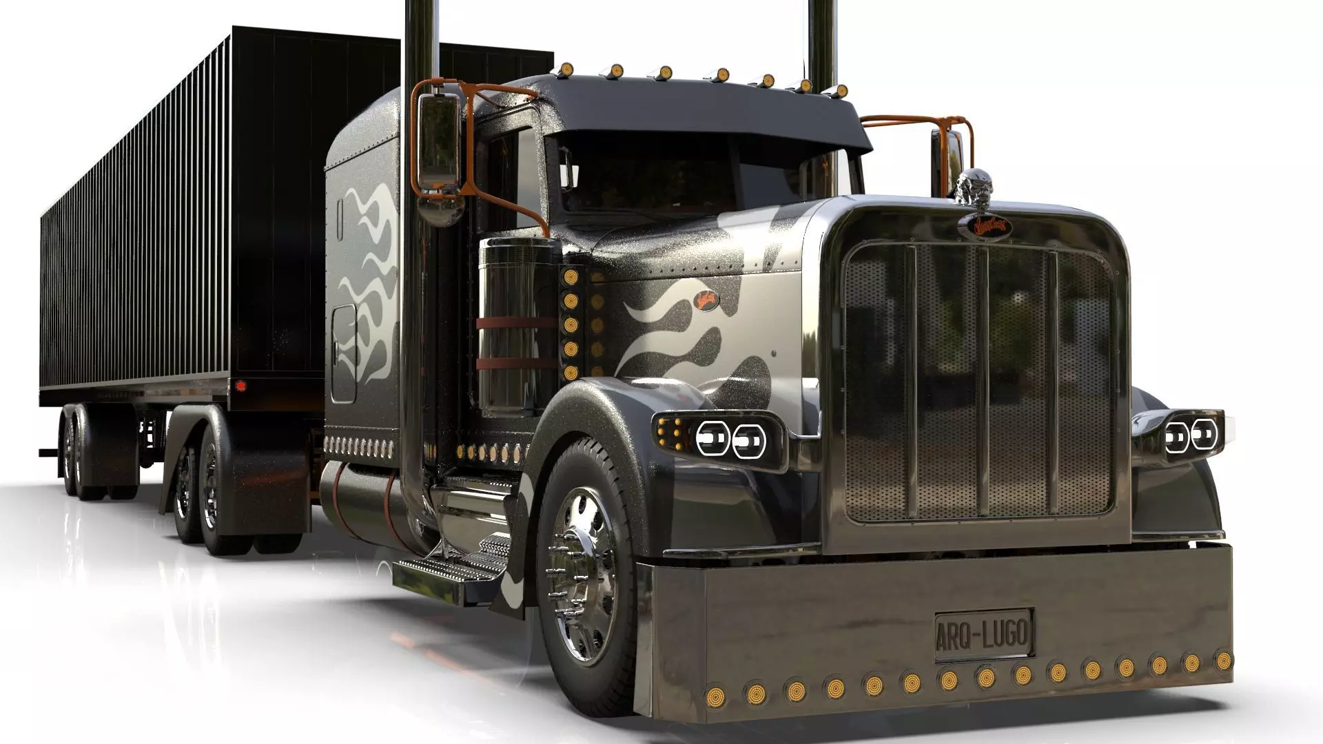 Bad Bunny s Peterbilt 389 Truck and Trailer Midpoly 3D model_15