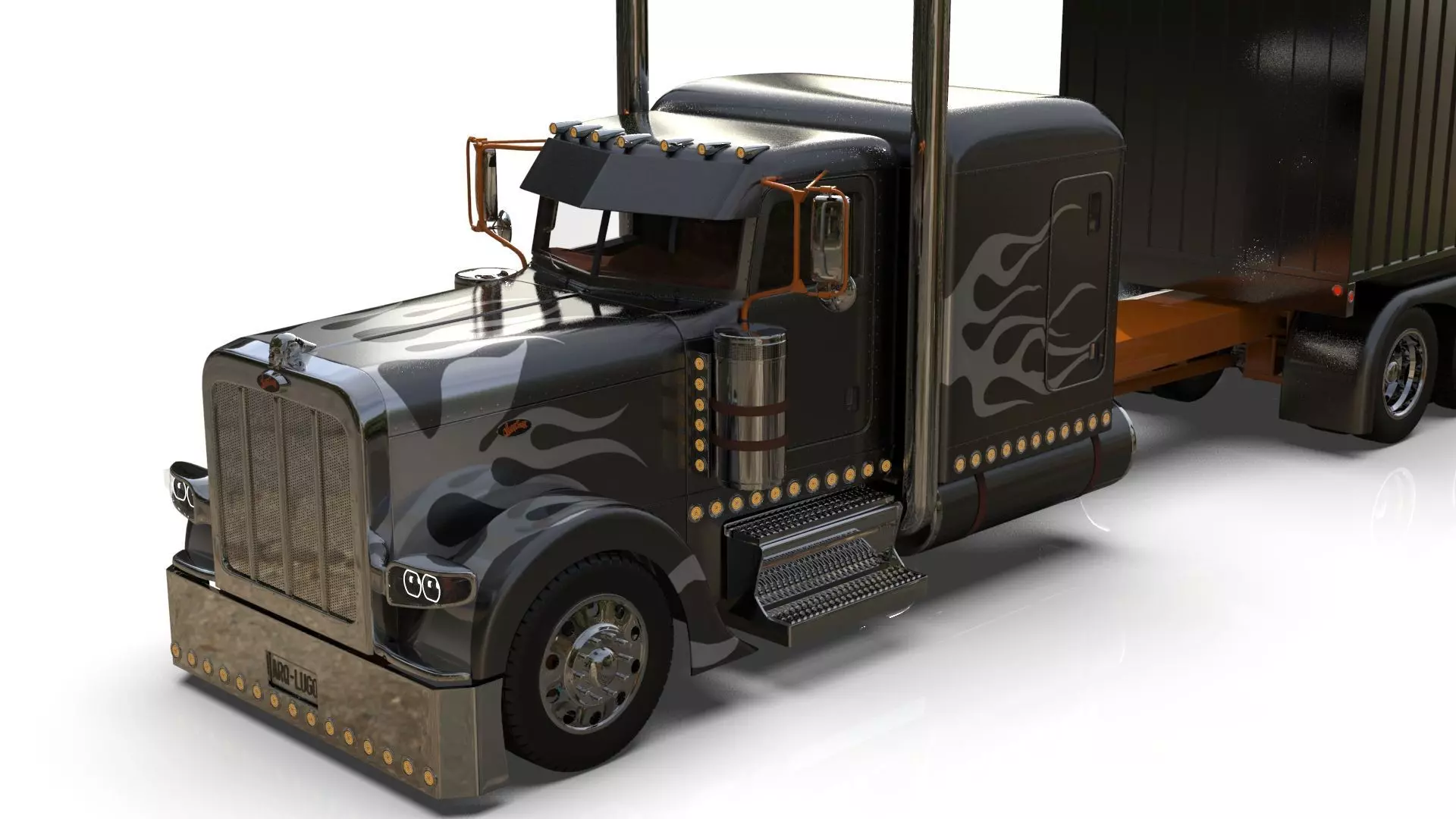 Bad Bunny s Peterbilt 389 Truck and Trailer Midpoly 3D model_18
