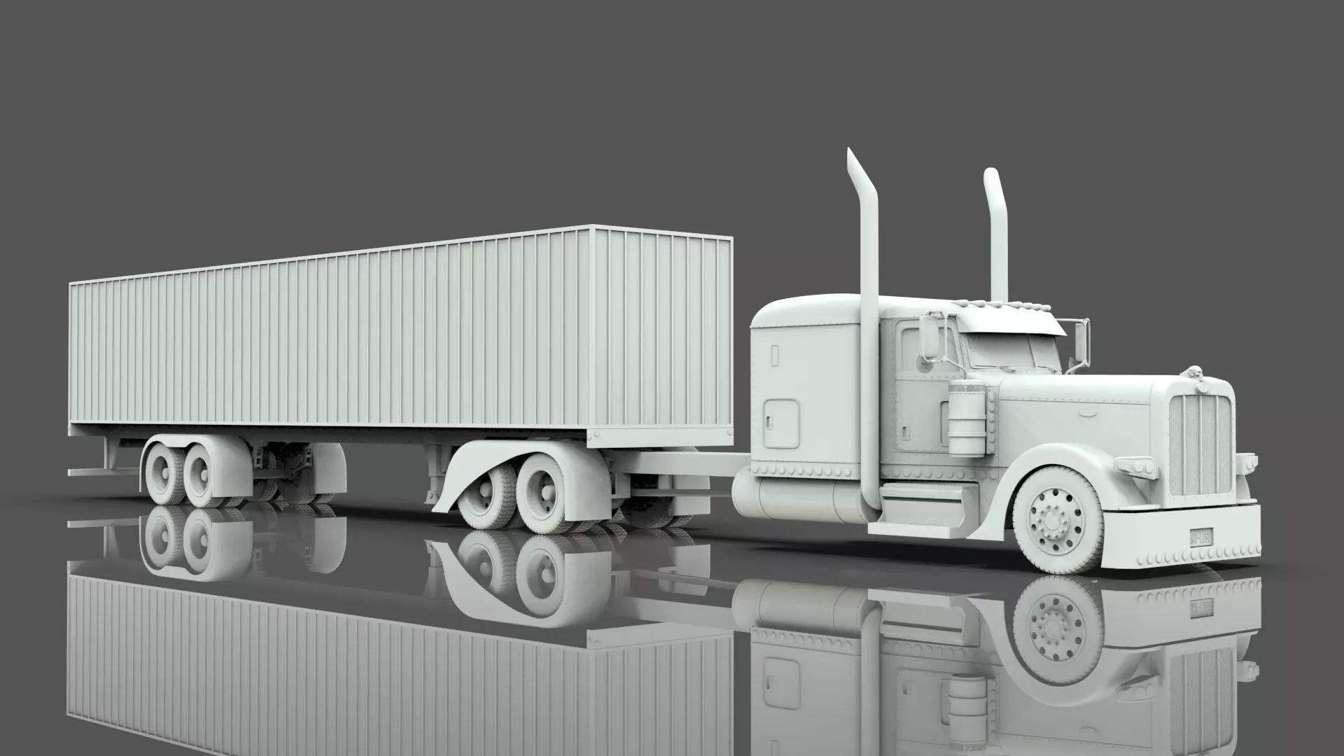Bad Bunny s Peterbilt 389 Truck and Trailer Midpoly 3D model_23