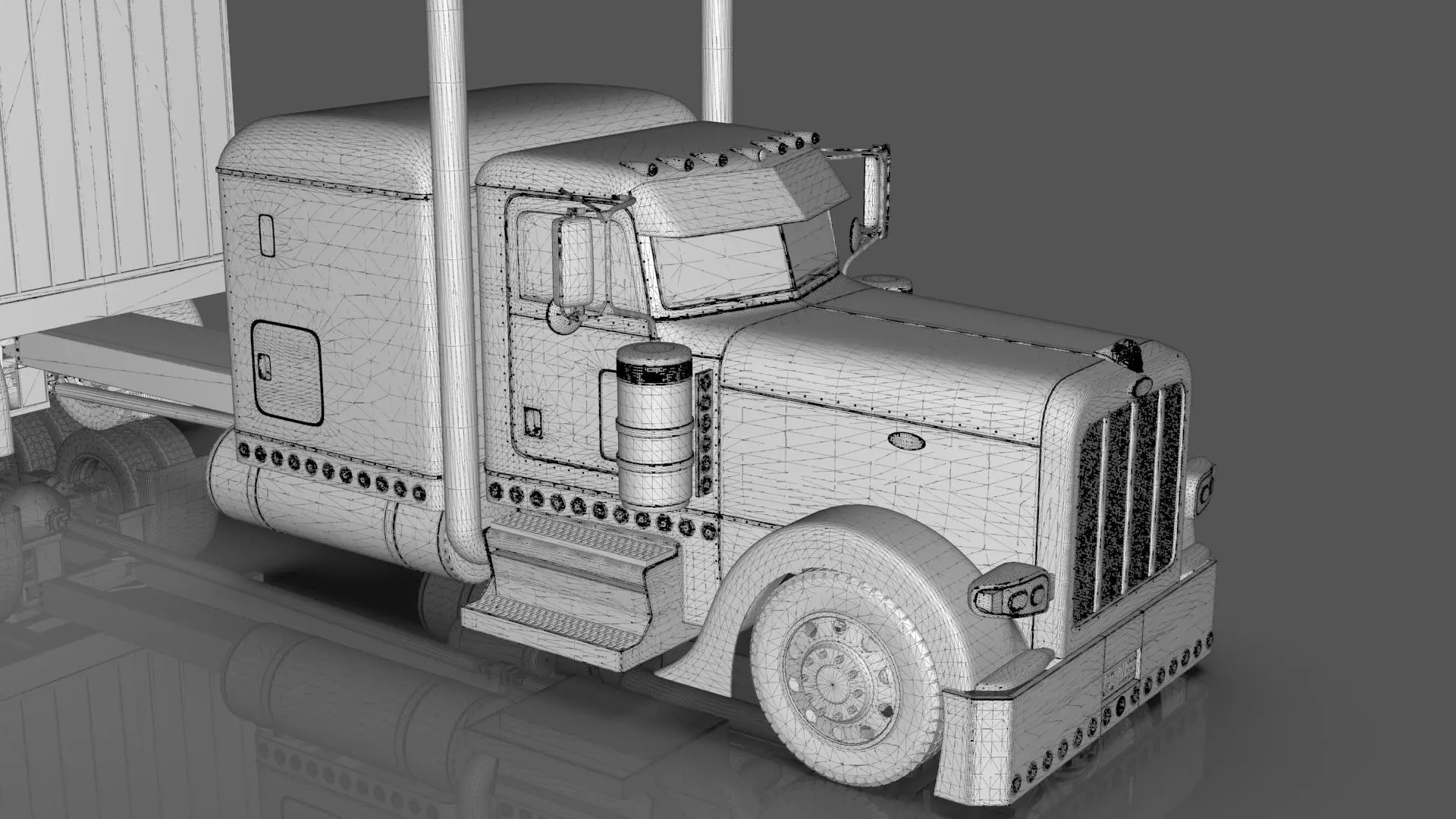 Bad Bunny s Peterbilt 389 Truck and Trailer Midpoly 3D model_38