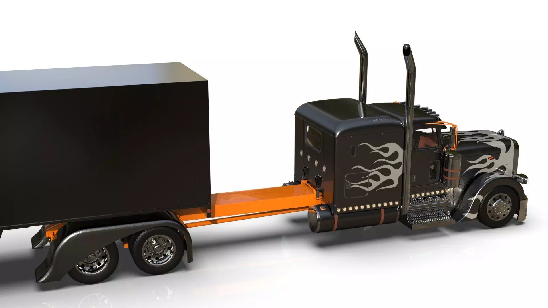 Bad Bunny s Peterbilt 389 Truck and Trailer Midpoly 3D model_10