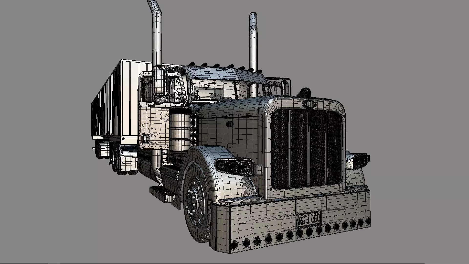 Bad Bunny s Peterbilt 389 Truck and Trailer Midpoly 3D model_92
