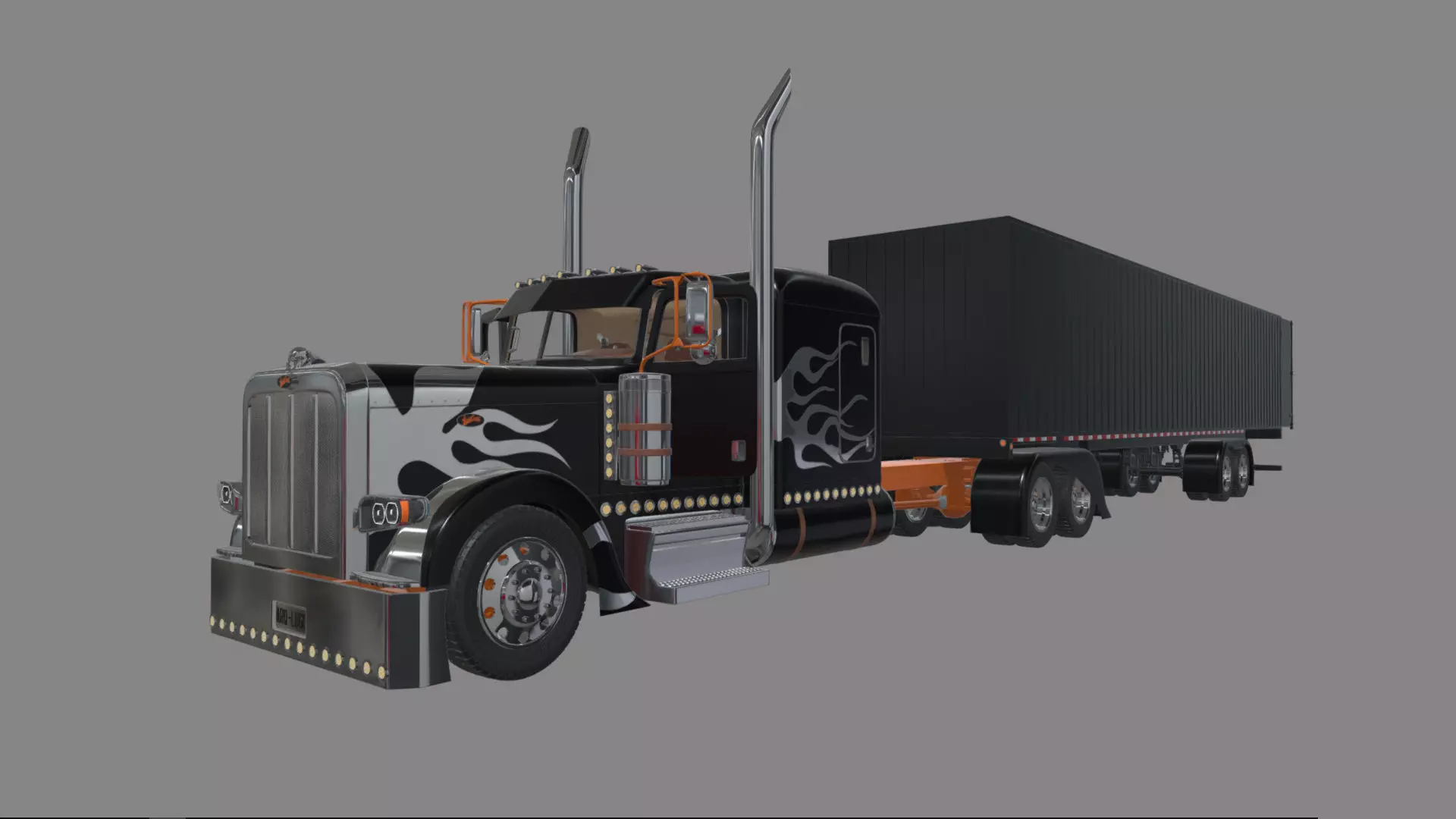 Bad Bunny s Peterbilt 389 Truck and Trailer Midpoly 3D model_49