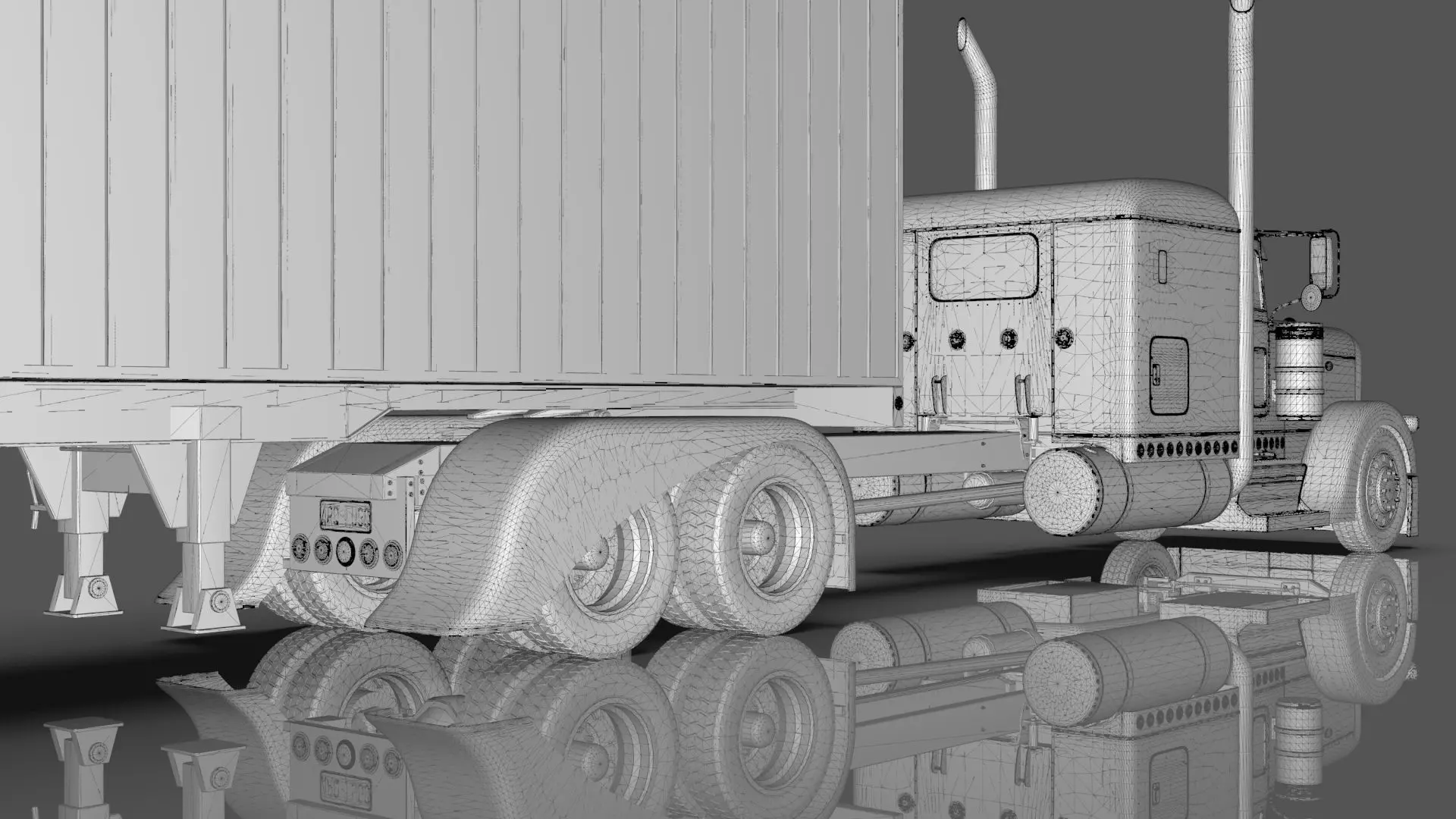 Bad Bunny s Peterbilt 389 Truck and Trailer Midpoly 3D model_37