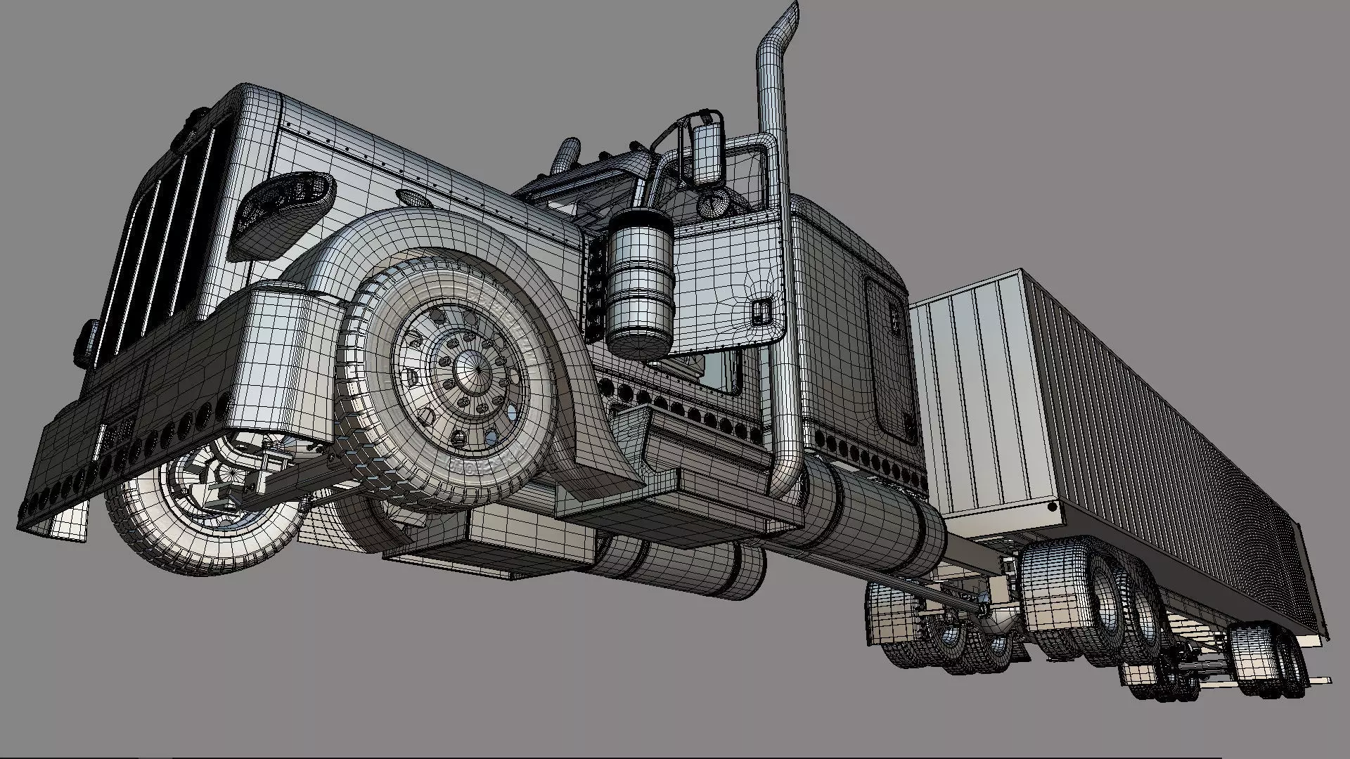 Bad Bunny s Peterbilt 389 Truck and Trailer Midpoly 3D model_89