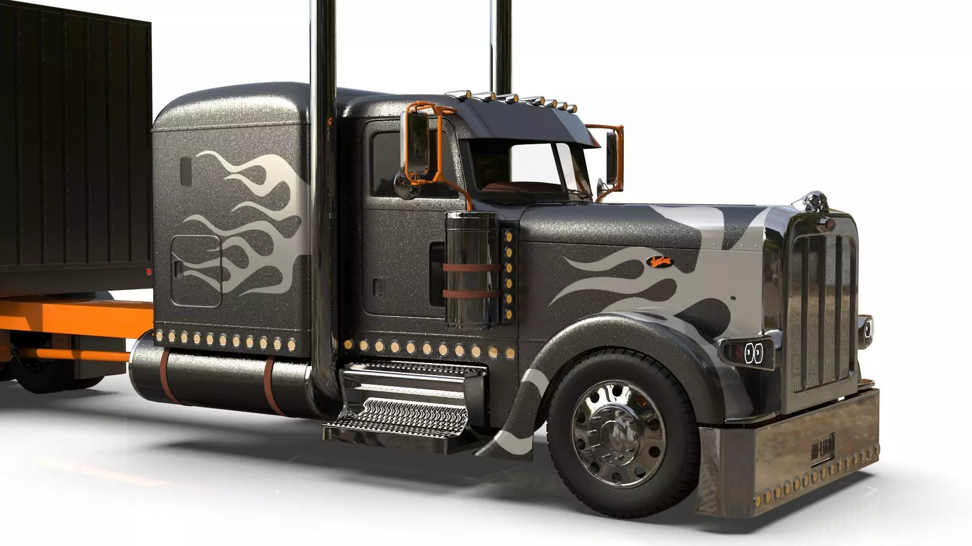 Bad Bunny s Peterbilt 389 Truck and Trailer Midpoly 3D model_12