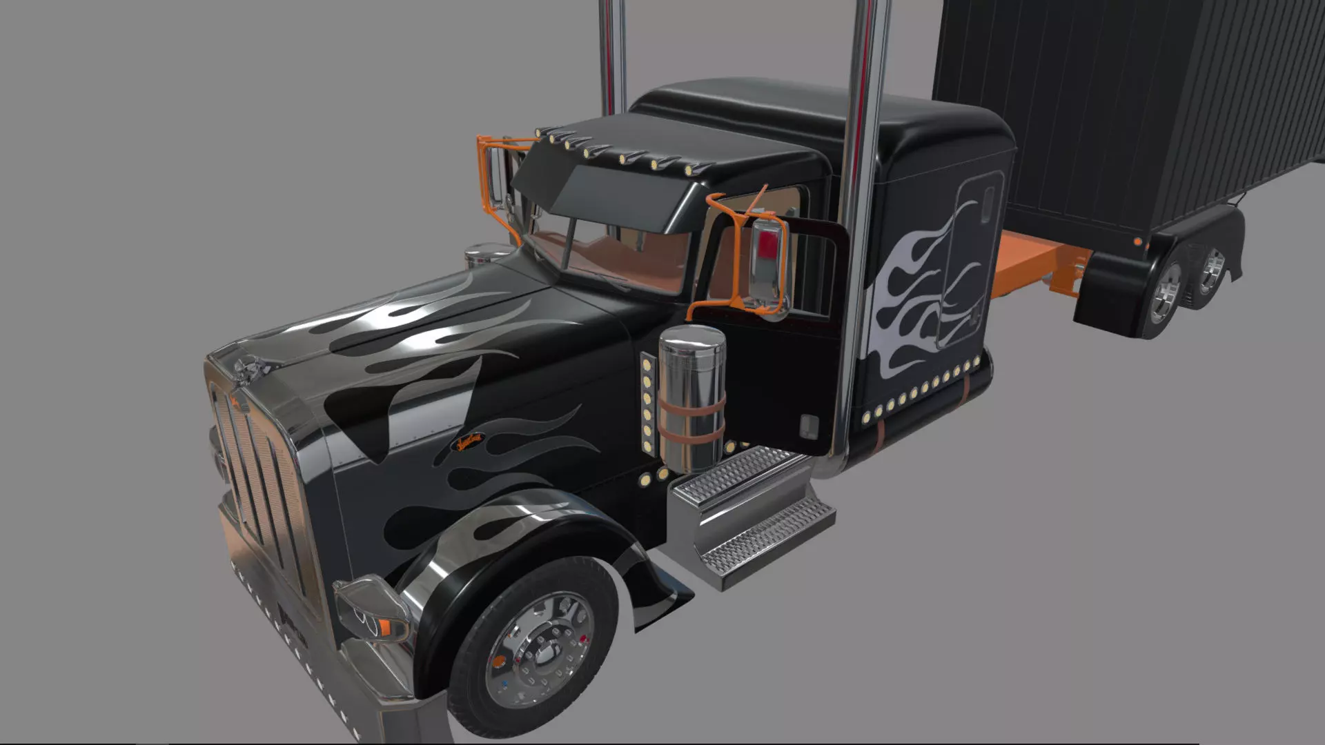 Bad Bunny s Peterbilt 389 Truck and Trailer Midpoly 3D model_66