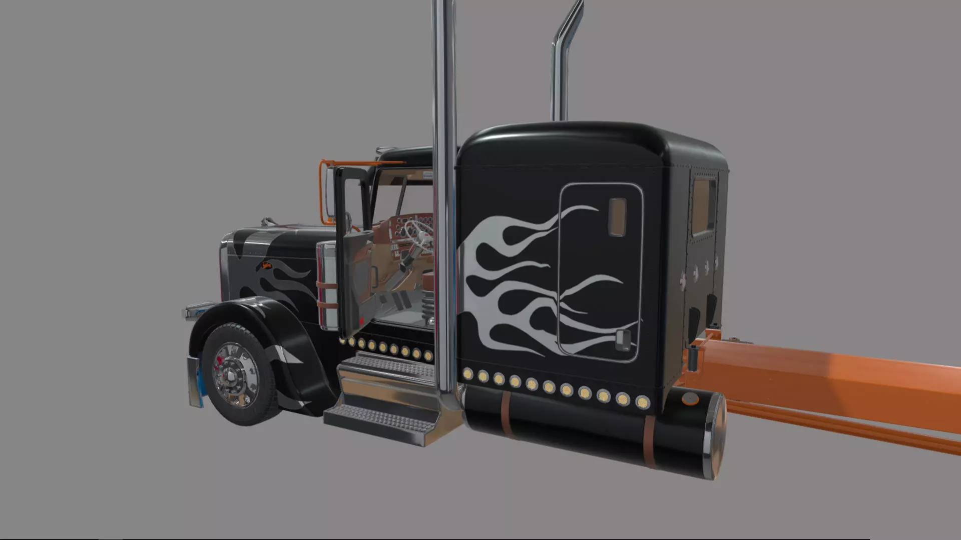 Bad Bunny s Peterbilt 389 Truck and Trailer Midpoly 3D model_50