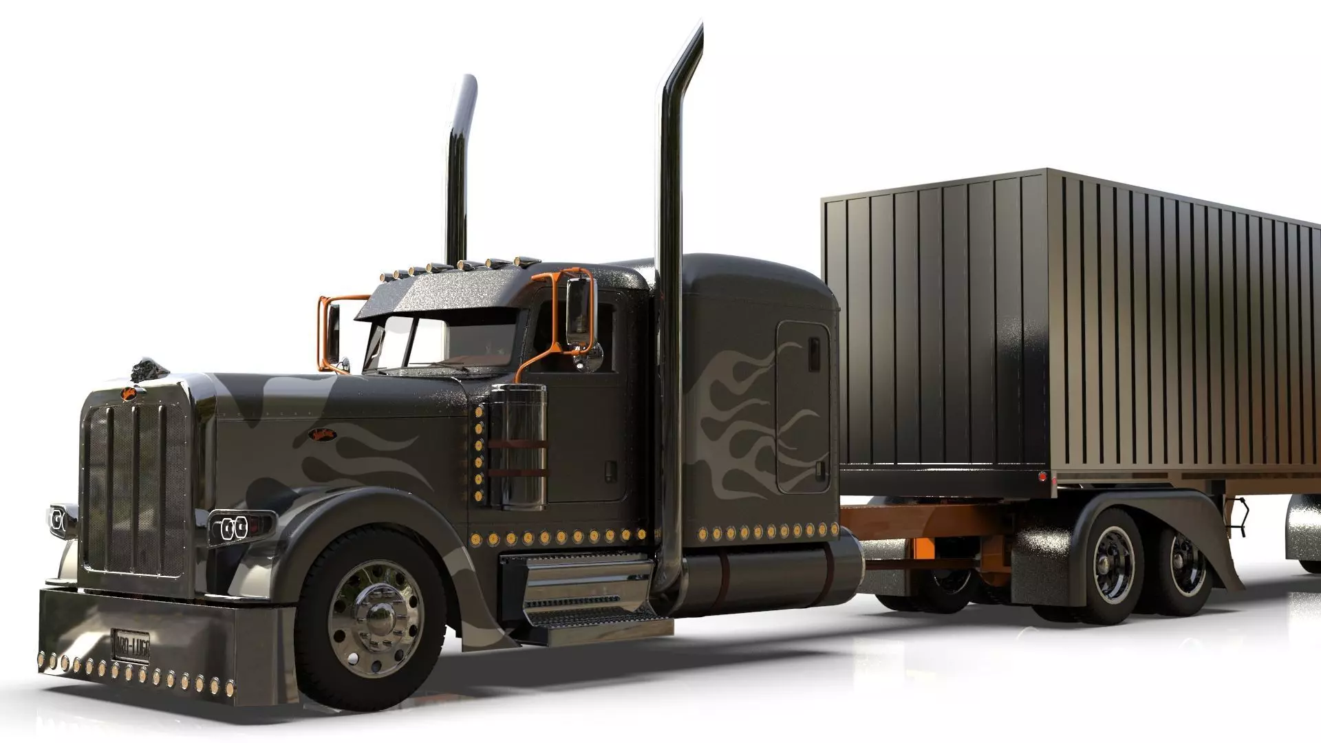 Bad Bunny s Peterbilt 389 Truck and Trailer Midpoly 3D model_2