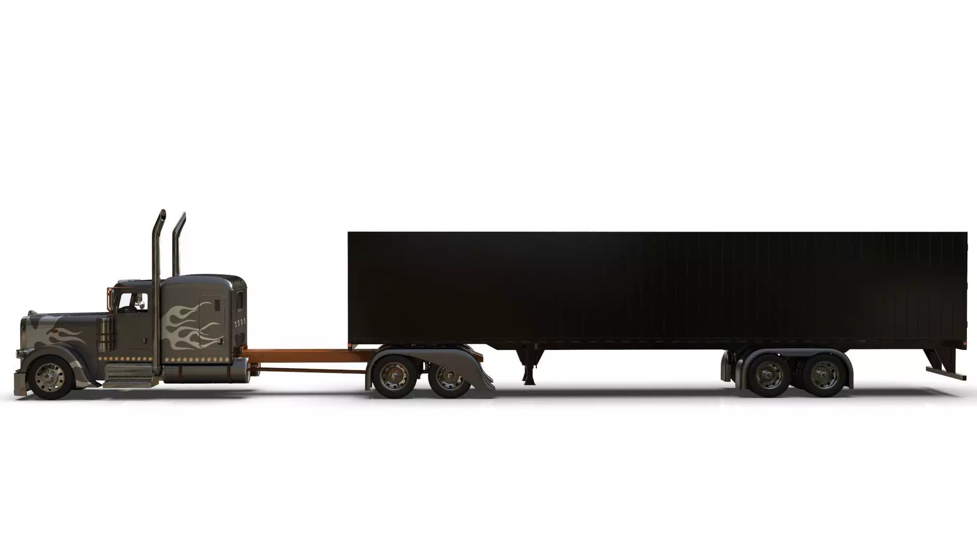 Bad Bunny s Peterbilt 389 Truck and Trailer Midpoly 3D model_4
