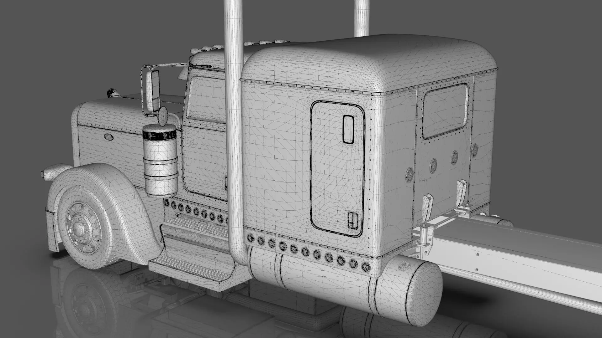 Bad Bunny s Peterbilt 389 Truck and Trailer Midpoly 3D model_35