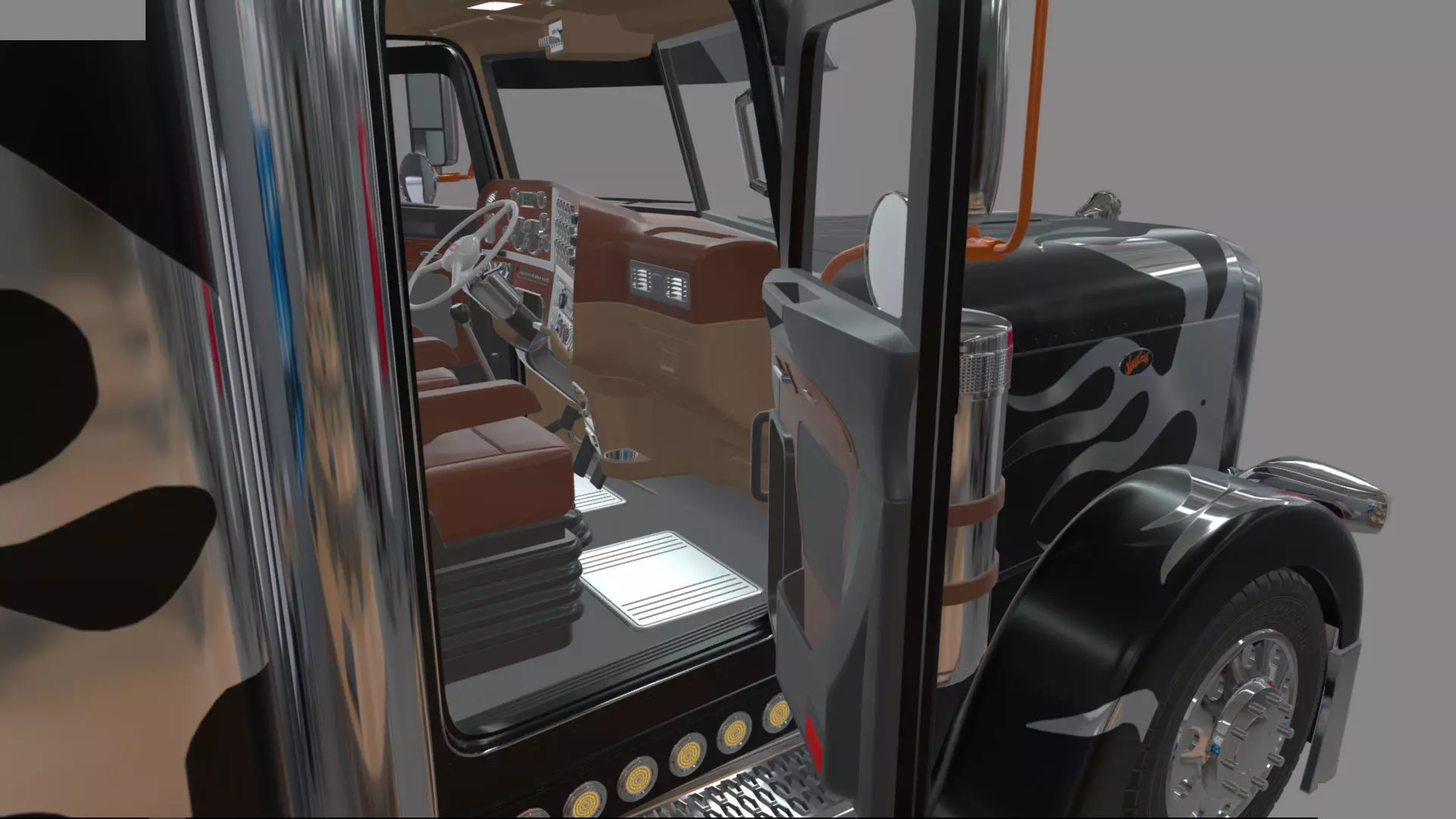 Bad Bunny s Peterbilt 389 Truck and Trailer Midpoly 3D model_53