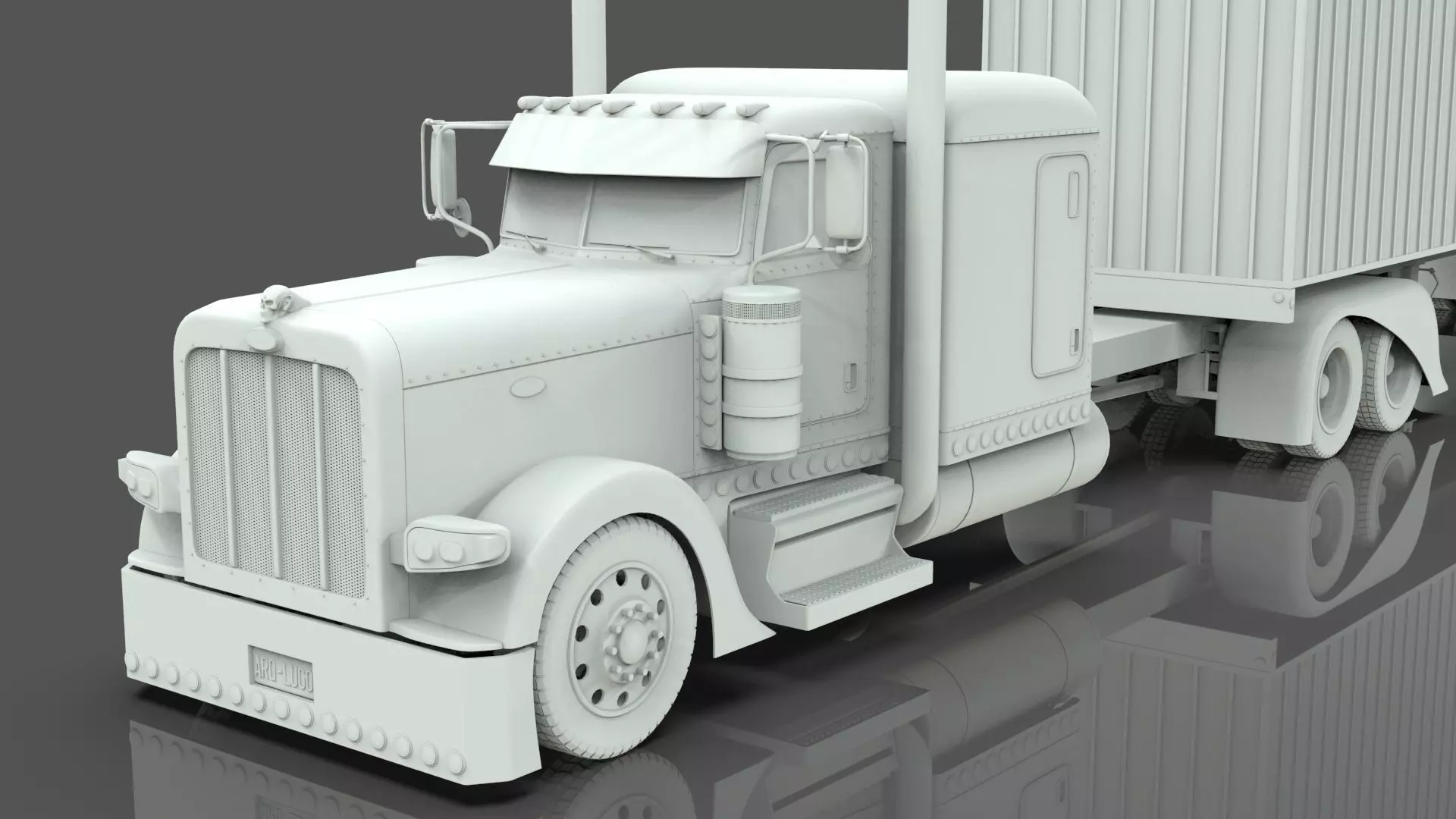 Bad Bunny s Peterbilt 389 Truck and Trailer Midpoly 3D model_25