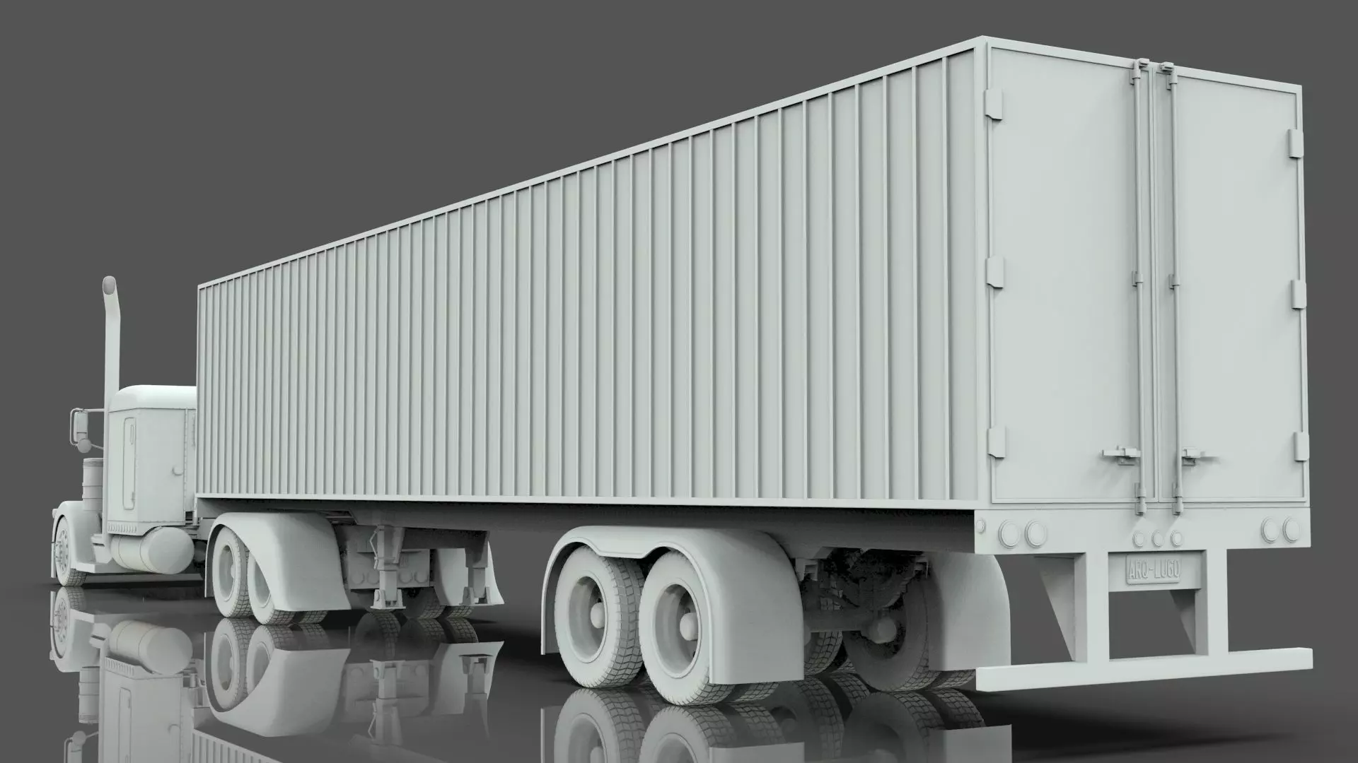 Bad Bunny s Peterbilt 389 Truck and Trailer Midpoly 3D model_28