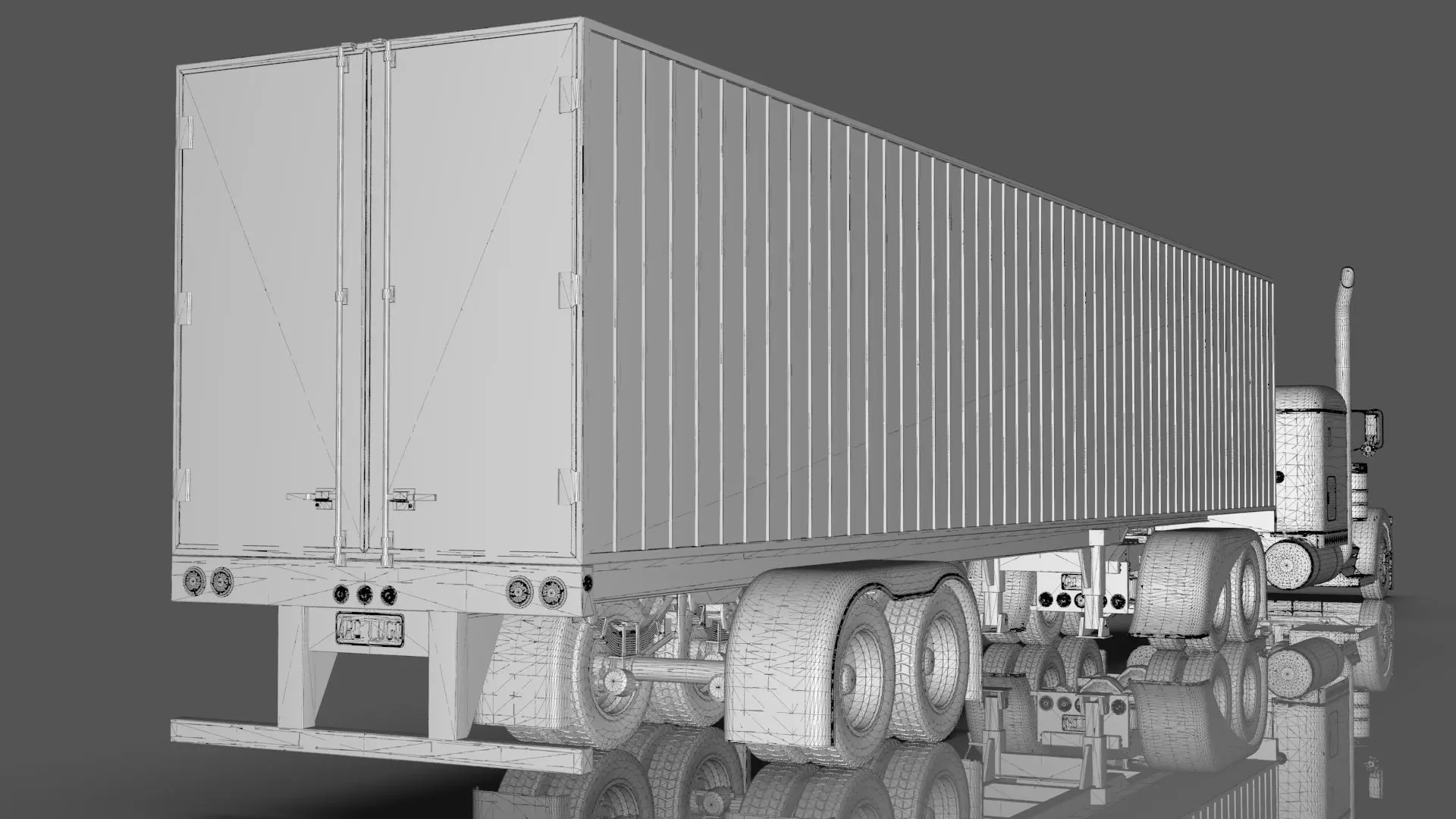 Bad Bunny s Peterbilt 389 Truck and Trailer Midpoly 3D model_44