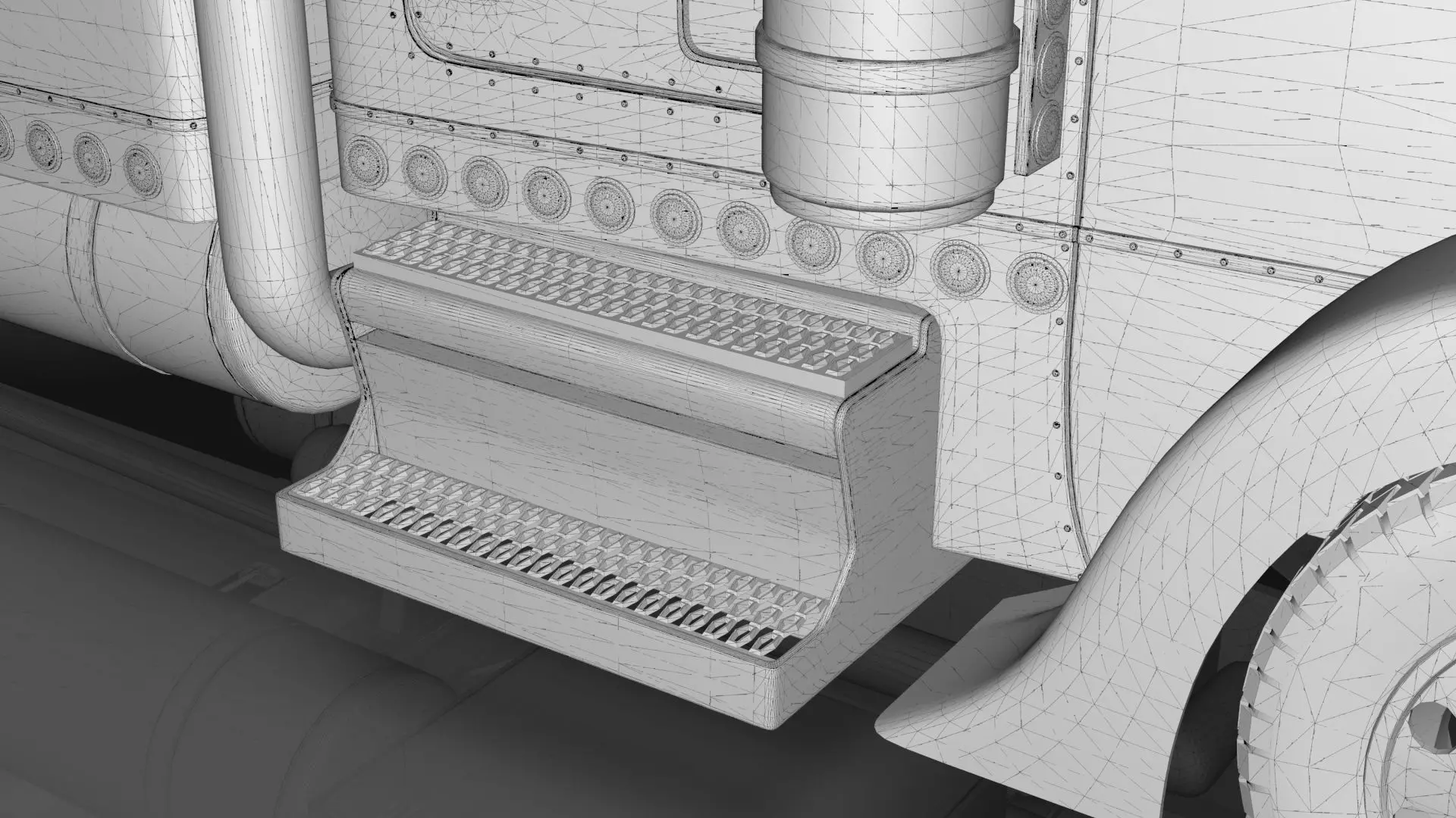 Bad Bunny s Peterbilt 389 Truck and Trailer Midpoly 3D model_39