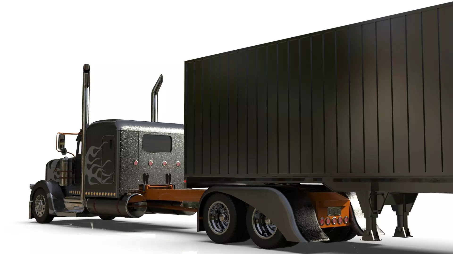 Bad Bunny s Peterbilt 389 Truck and Trailer Midpoly 3D model_6