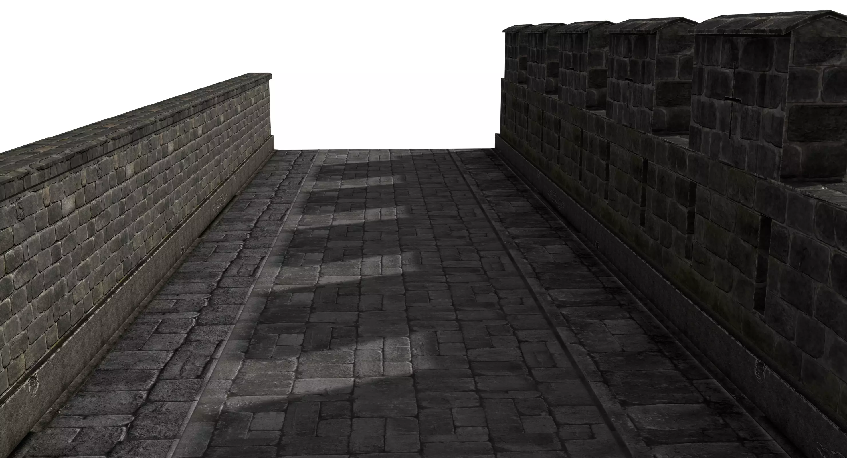 Fortress Stone Wall Low-poly 3D model_3