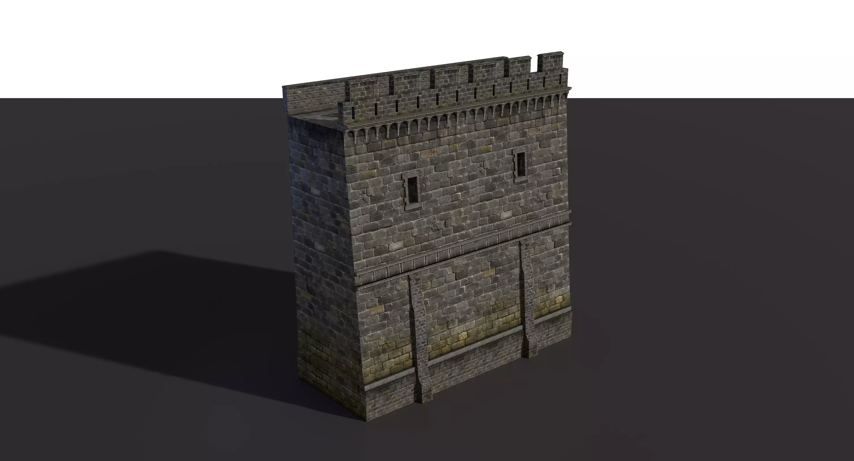 Fortress Stone Wall Low-poly 3D model_5