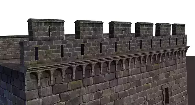 Fortress Stone Wall Low-poly 3D model Fortress Stone Wall Low-poly 3D model