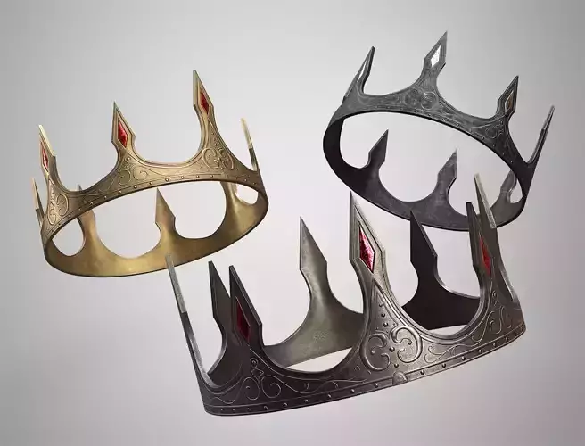 Old Medieval Crown - Dark Fantasy King Queen Crown Game Ready