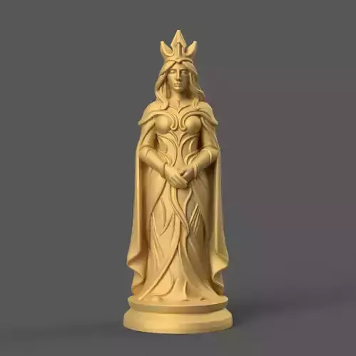 Elegant Organic Chess Queen STL File 3D print model