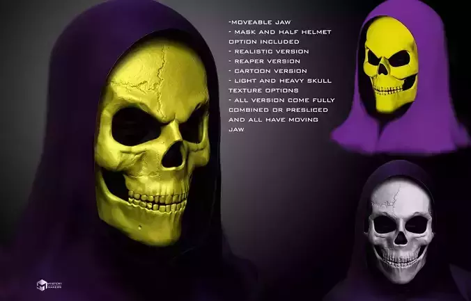 Skeletor mask with moveable jaw 3D print model