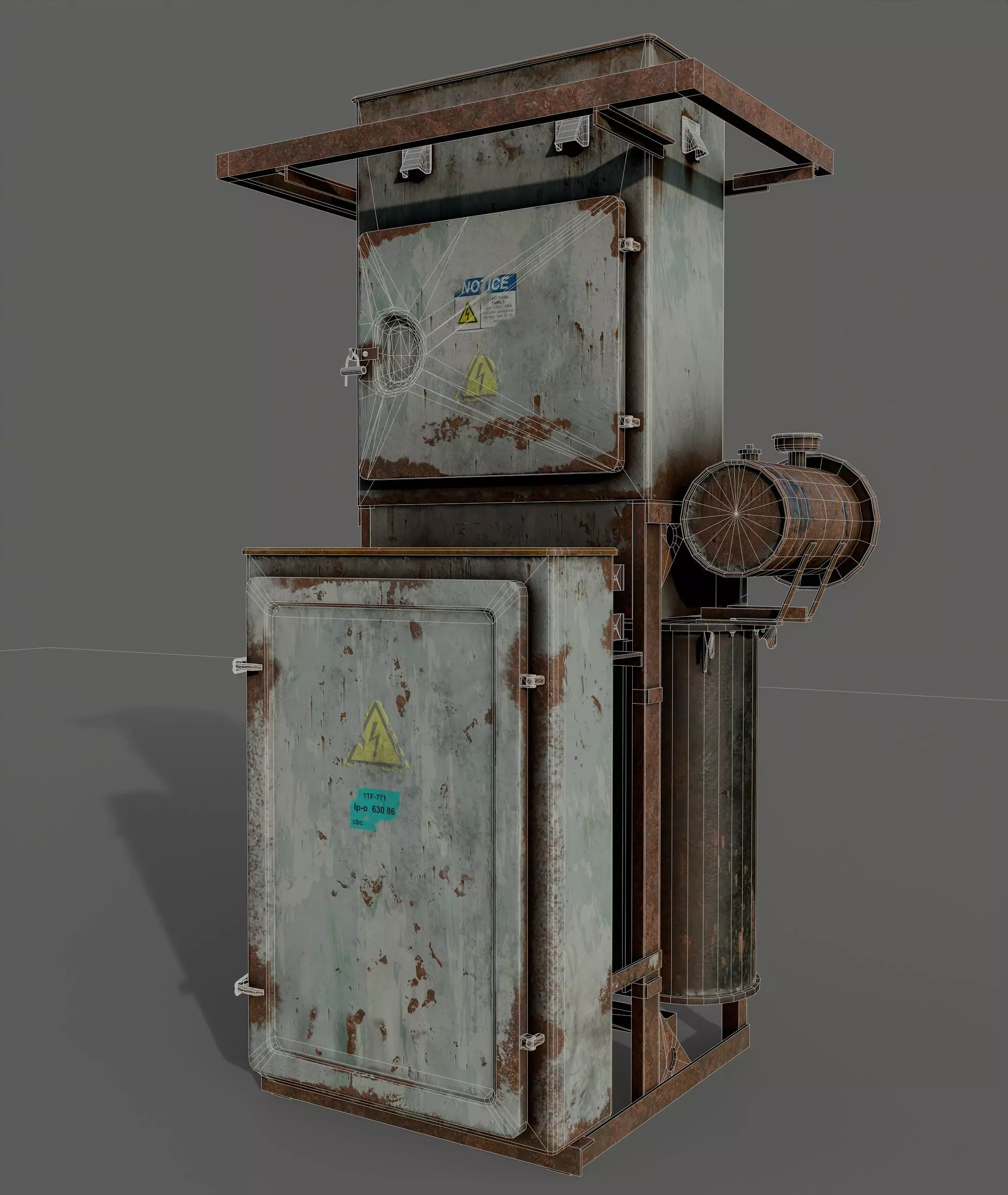 Electrical Transformer Booth Low-poly 3D model_6