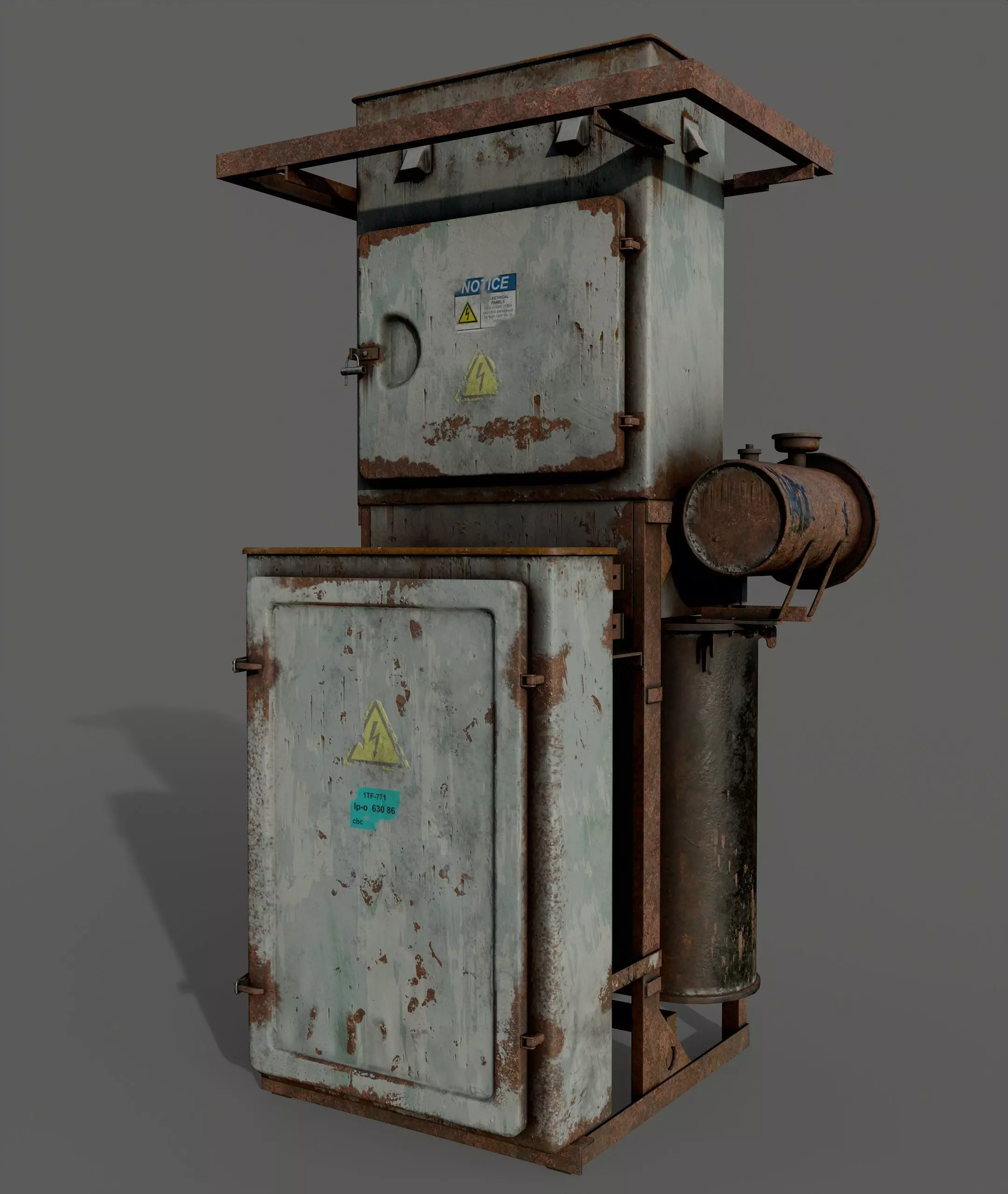 Electrical Transformer Booth Low-poly 3D model_0