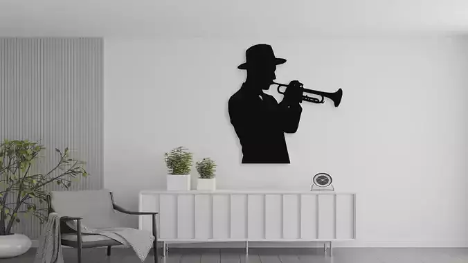 Trumpet Player Silhouette Wall Decor