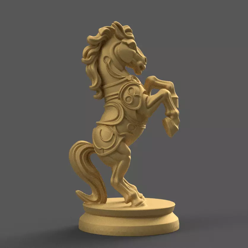 Organic Style Chess Horse 3D STL File 3D print model_3