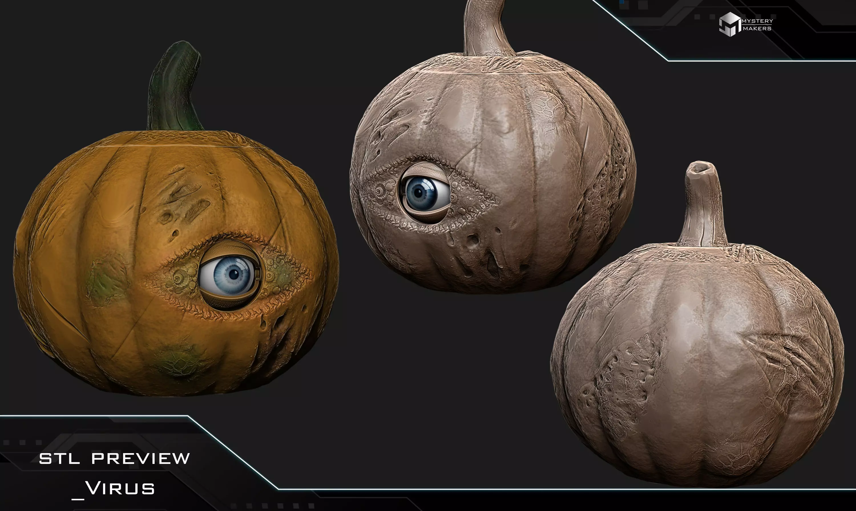 All seeing pumpkin with moveable eye 3D print model_4