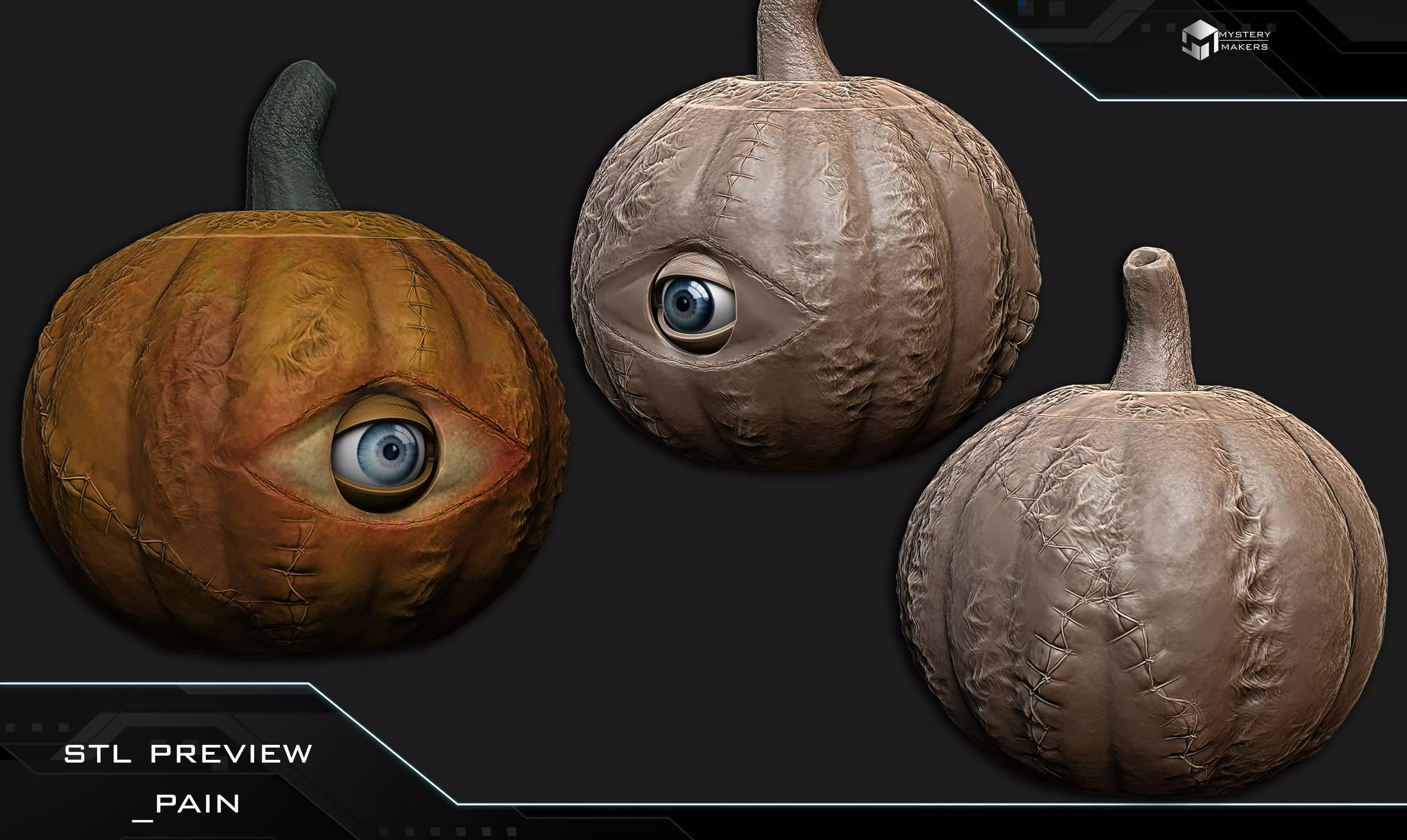All seeing pumpkin with moveable eye 3D print model_3