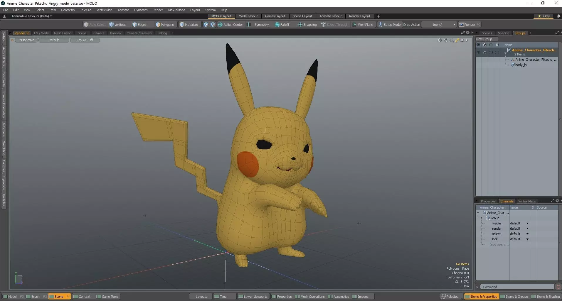 Anime Character Pikachu Angry 3D model_21