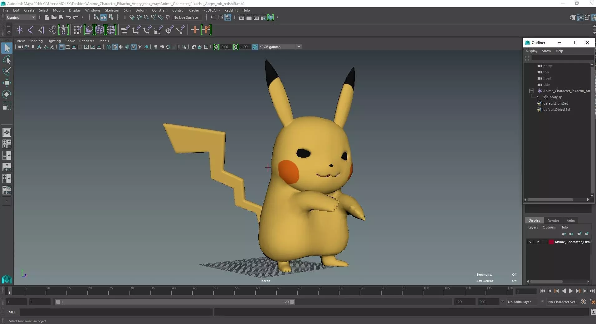 Anime Character Pikachu Angry 3D model_23