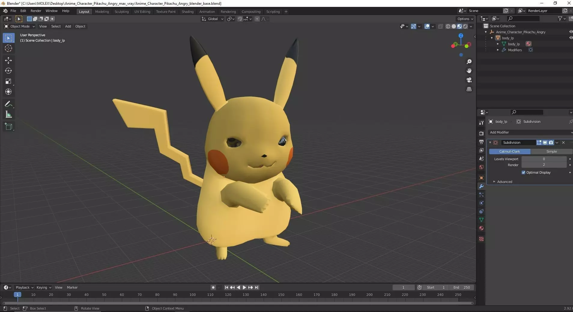Anime Character Pikachu Angry 3D model_20