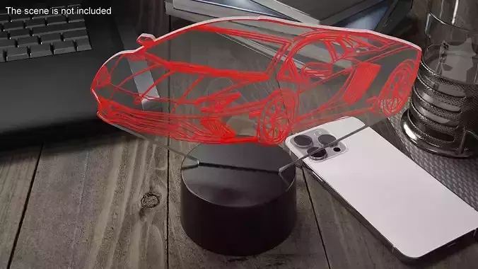 Hologram Lamp with Sport Car Red 3D model