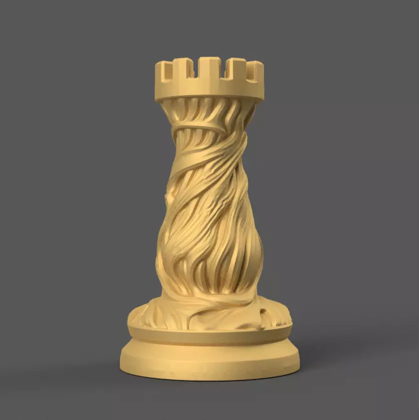 Elegant Organic Chess Rook 3D Print Model STL 3D print model