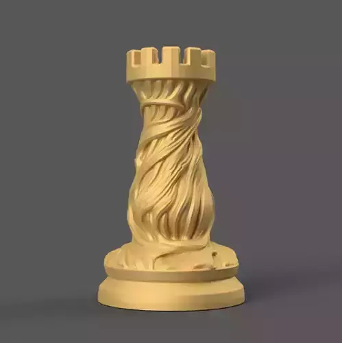 Elegant Organic Chess Rook 3D Print Model STL 3D print model