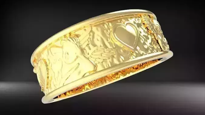 Cupid Angels heart wedding ring US SIZES 5 TO 15 