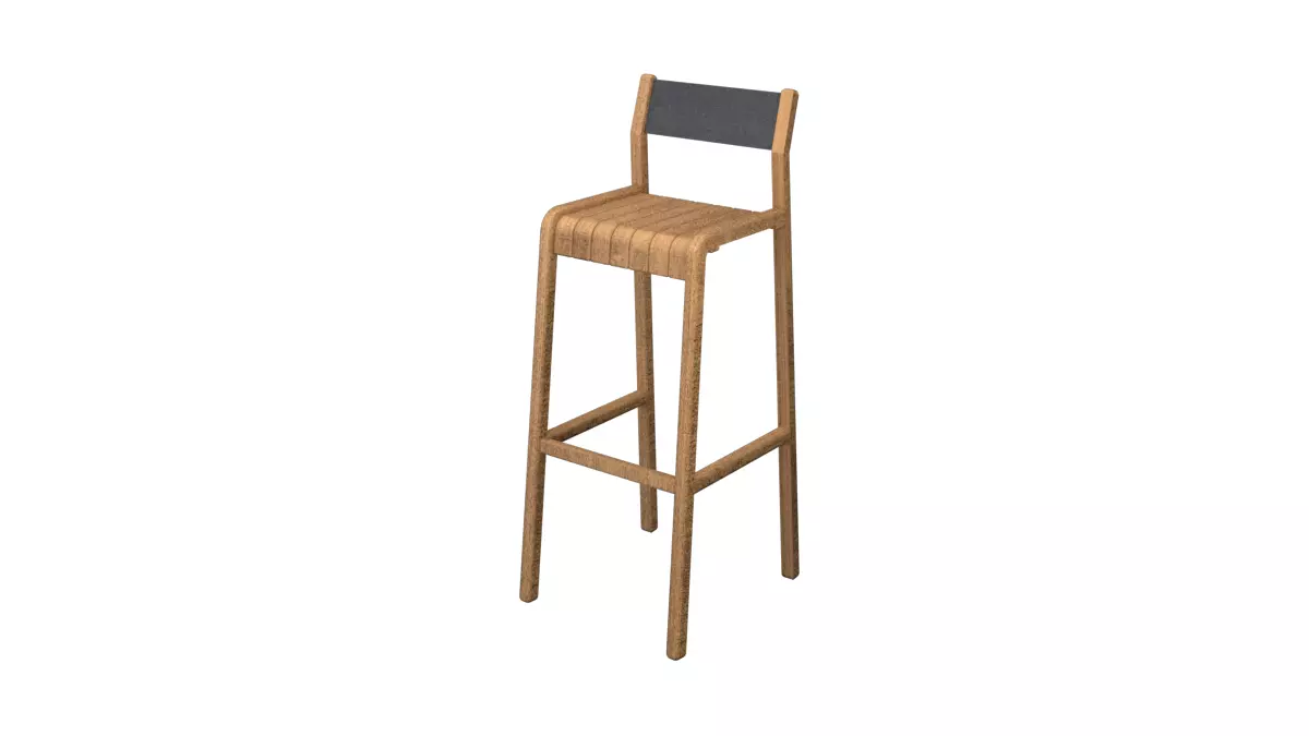 Modern Wooden Bar Stool 3D model_1