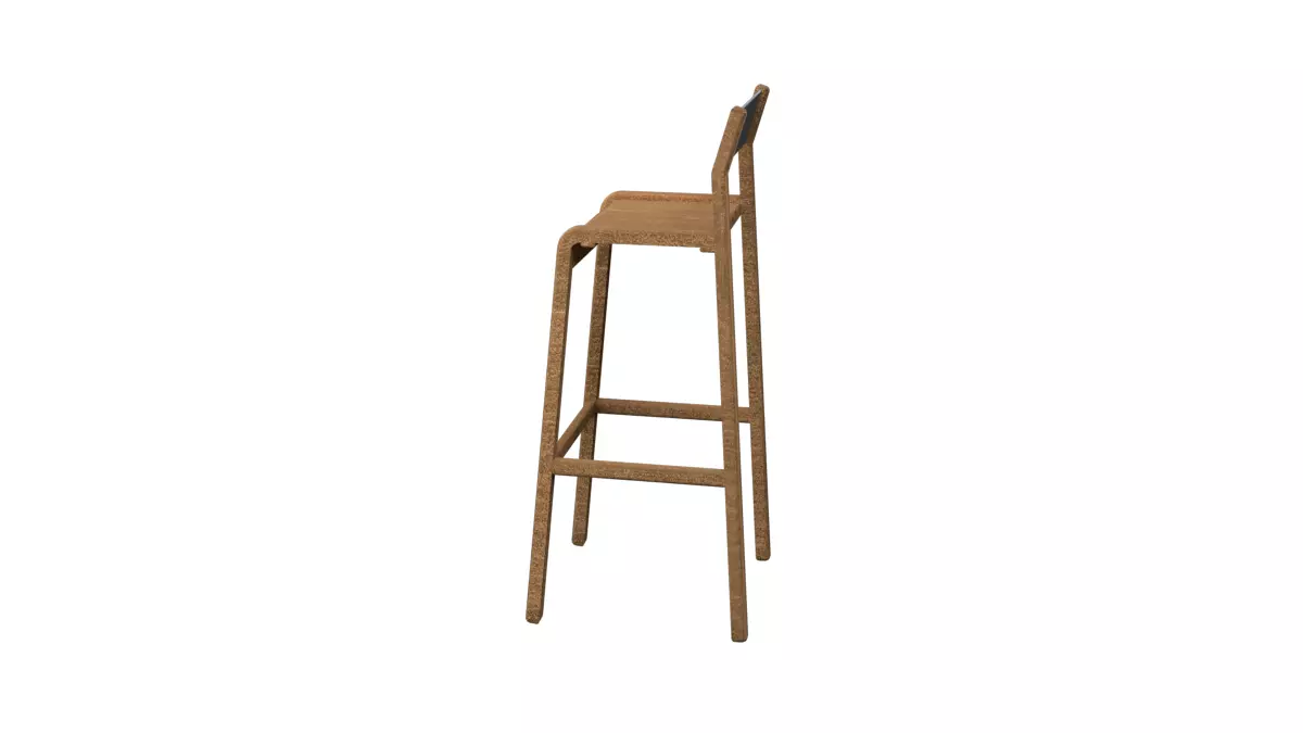 Modern Wooden Bar Stool 3D model_8