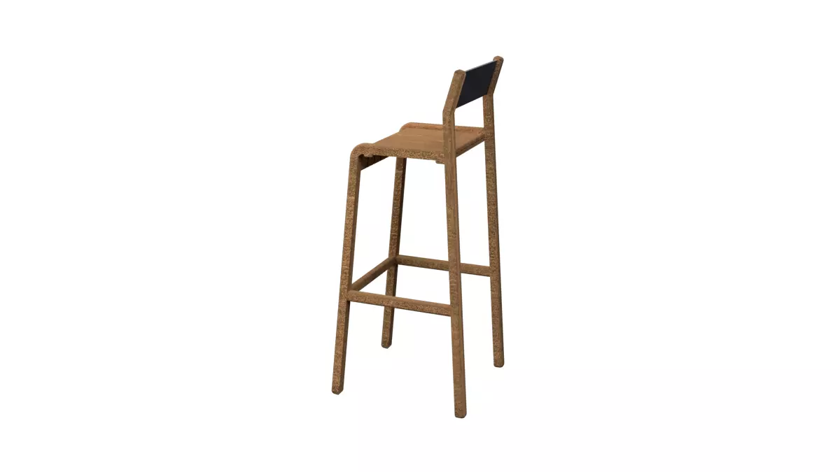 Modern Wooden Bar Stool 3D model_9